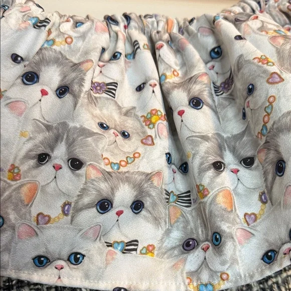 Cute Cat Print Off the Shoulder Tweet Mini Dress - Picture 2 of 4